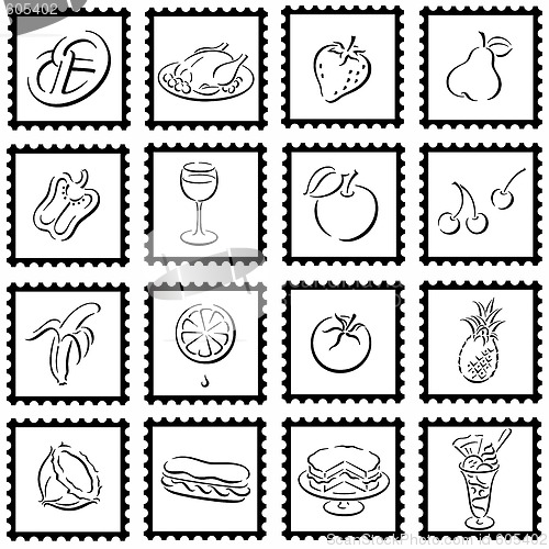 Image of stamps with food symbols