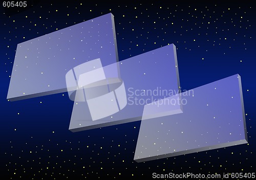 Image of three transparent blue billboards