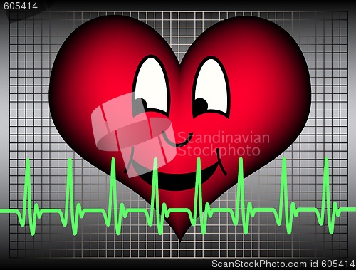Image of laughing heart with cardiogram line