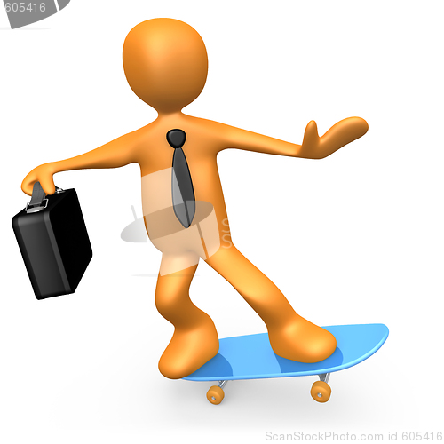 Image of Businessman On Skateboard