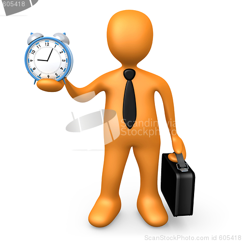 Image of Businessman Holding A Clock