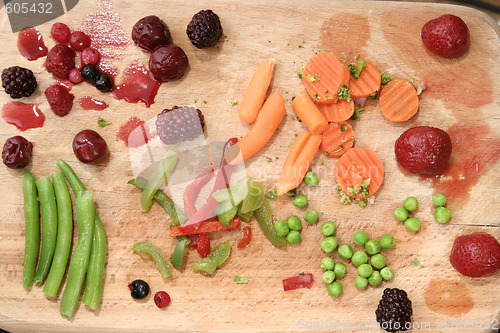Image of Fruits and vegetables plate.