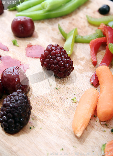 Image of Fruits and vegetables plate.