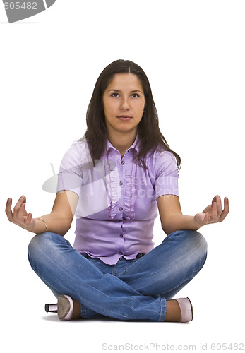 Image of Casual woman meditating