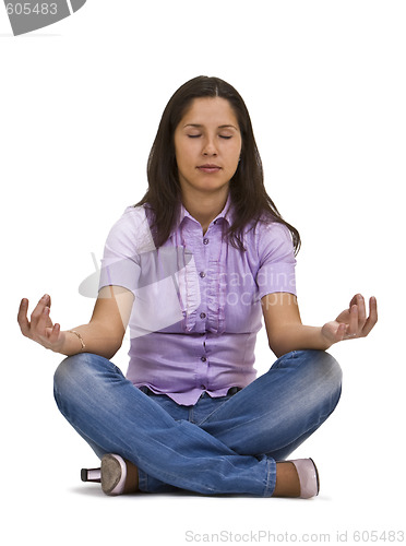 Image of Casual woman meditating