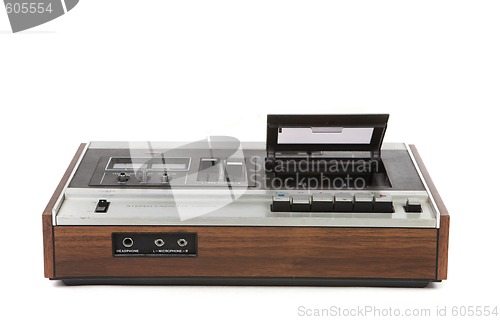 Image of Top Low Angle View of Vintage Audio Cassette Player