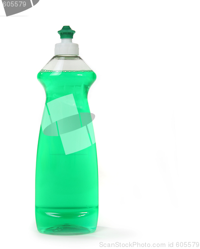Image of Green Dishwashing Liquid Soap in a Bottle Isolated
