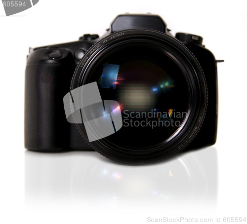 Image of DSLR Camera on White Background