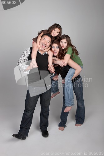 Image of Silly Happy Family of 4 People