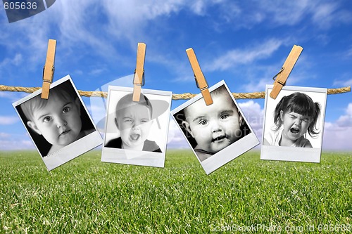 Image of Toddlers Many Expressions Against a Grunge Mottled Background