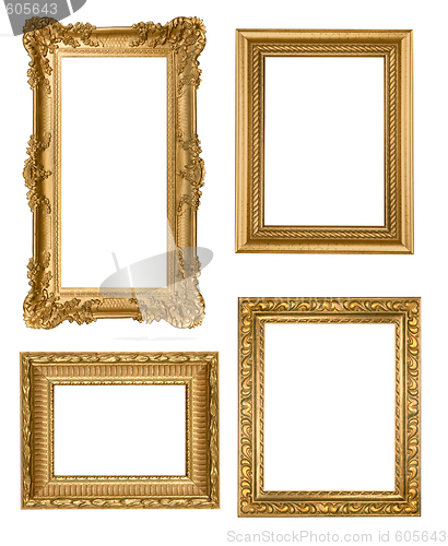 Image of Vintage Detailed Gold Empty Picure Frames