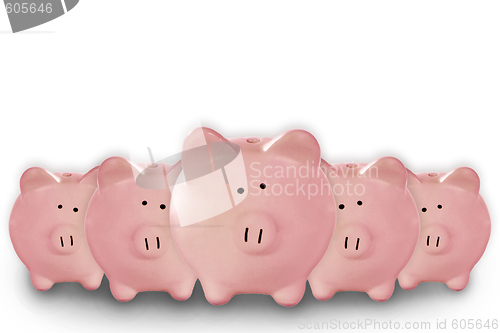 Image of 5 Piggy Banks Lined up