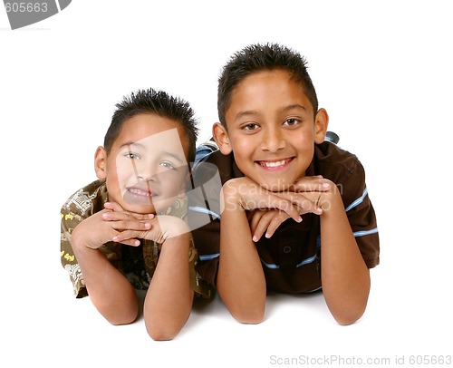 Image of 2 Hispanic Young Brothers Smiling