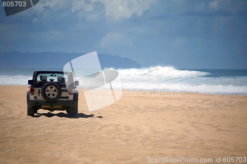 Image of Offroad Vehicle on a Remote Beach in Hawaii