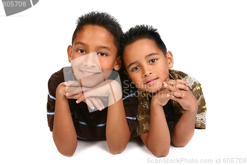 Image of Two Hispanic Young Brothers Smiling