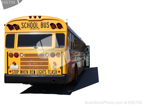 Image of Isolated School Bus Outdoors on a Sunny Day