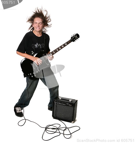 Image of Electric Guitar Playing Teenage Kid