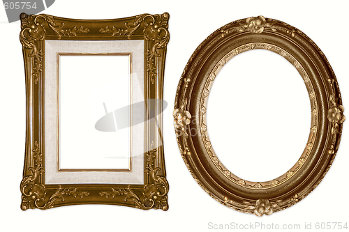 Image of Oval and Rectangular Decorative Golden Frames