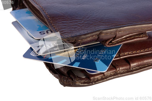 Image of Wallet with credit cards inside, isolated on white background wi