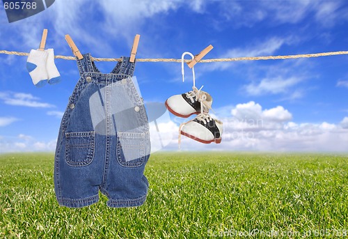 Image of Baby Boy Child Clothes Hanging Outdoors