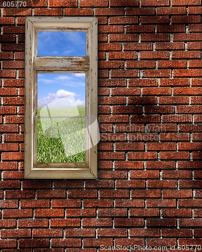 Image of Red Grunge Brick Wall Frame Background Texture