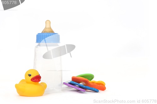 Image of Infant Baby Bottle With Rubber Duckie