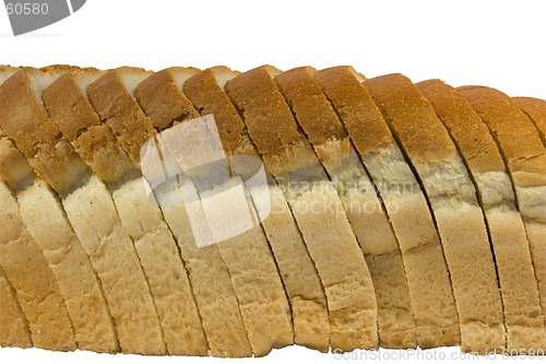Image of Slices of bread isolated on white background with clipping path
