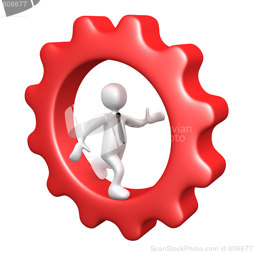 Image of Businessman Running Inside A Cog