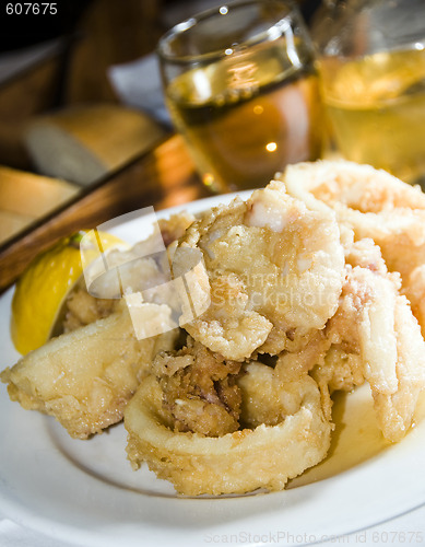 Image of fried calamari greek island food specialty