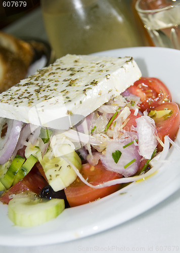 Image of greek salad in the greek islands
