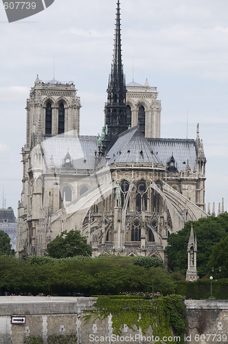 Image of exterior of the apse notre dame cathedral paris france 