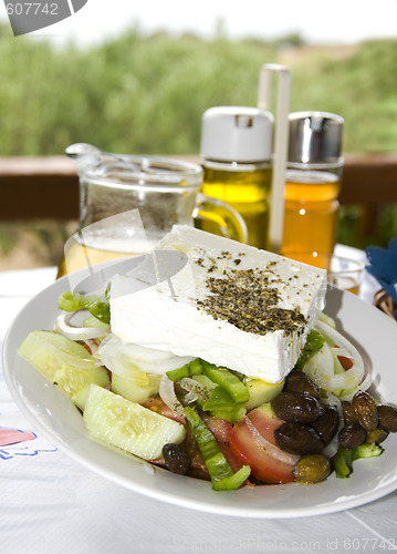 Image of greek salad in the greek islands