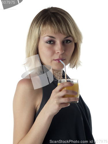 Image of blonde drinking juice