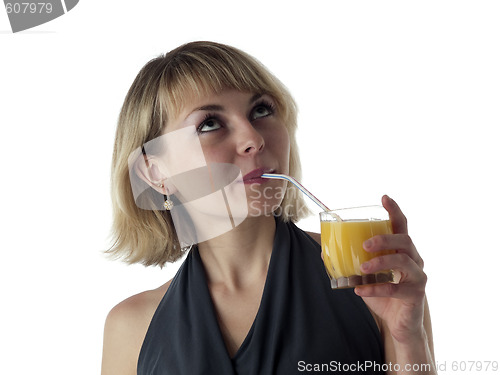 Image of Blonde drinking juice