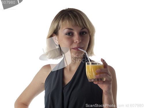 Image of Blonde drinking juice