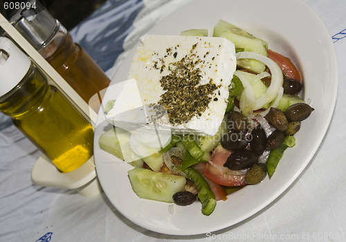 Image of greek salad in the greek islands