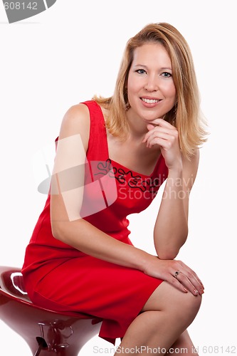 Image of Woman in red dress