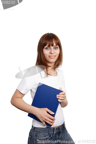 Image of Young smiling student woman