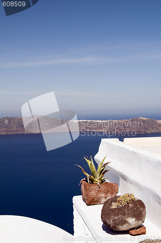 Image of view of volcanic islands of santorini greece