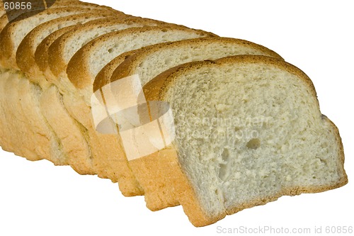 Image of Slices of bread isolated on white background with clipping path
