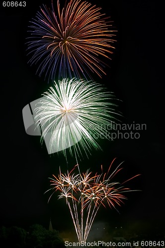 Image of Fireworks over a town