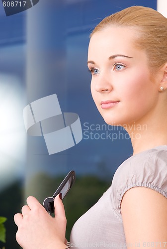 Image of lovely woman with cell phone