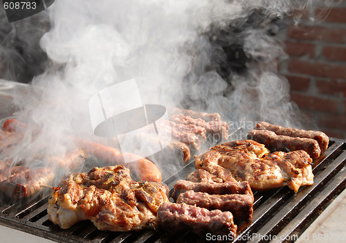 Image of Meat on barbecue