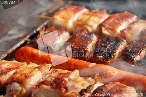 Image of Meat on barbecue