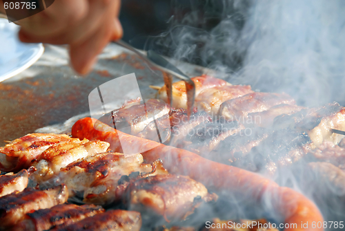 Image of Meat on barbecue