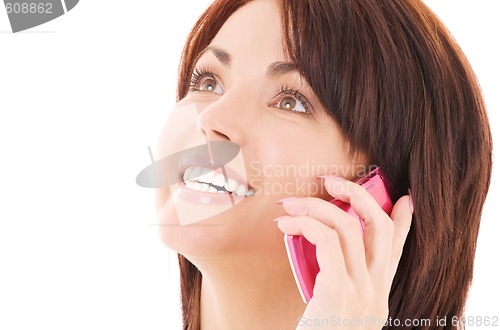 Image of happy woman with cell phone