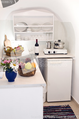 Image of kitchenette kitchen in greek island villa apartment