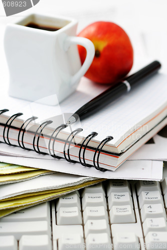 Image of computer and magazines