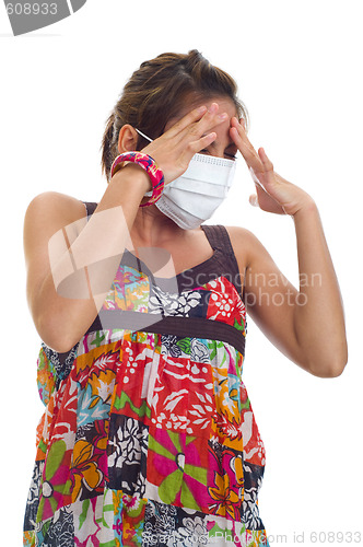 Image of protective face mask on asian woman