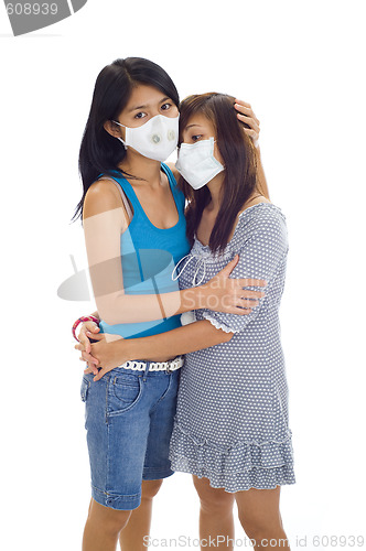 Image of protective face mask on asian women